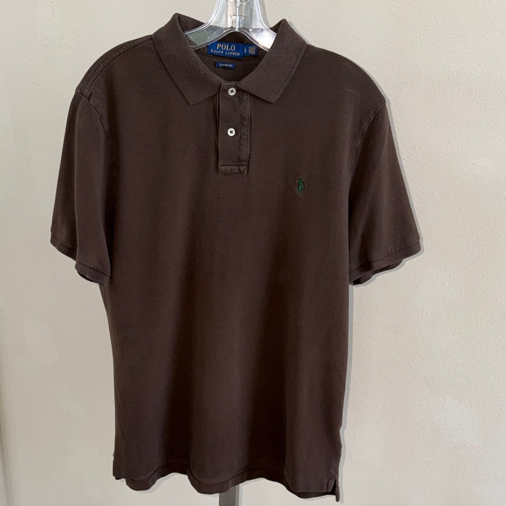 EUC Polo by Ralph Lauren Men's Brown Polo Shirt Large Classic Fit Pique